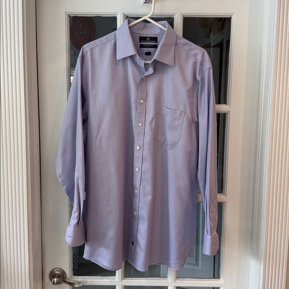 Hart Schaffner Marx White and Blue Dress Shirt